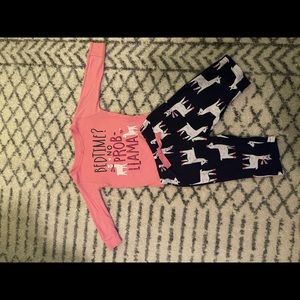—SOLD—Llama infant baby girls pajamas size 12m